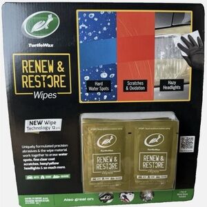 Turtle Wax Renew & Restore Wipes 12 Ct Paint Glass Headlight Oxidation Remover